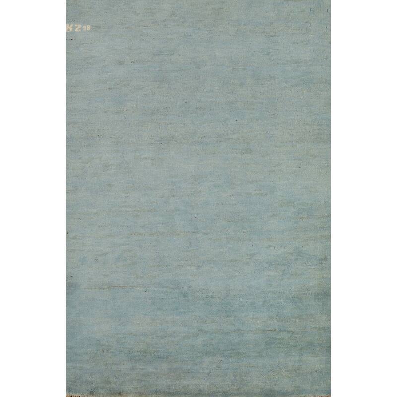 Light Blue Modern Gabbeh Oriental Rug Hand-Knotted Wool Carpet - 3'3" x 4'10"