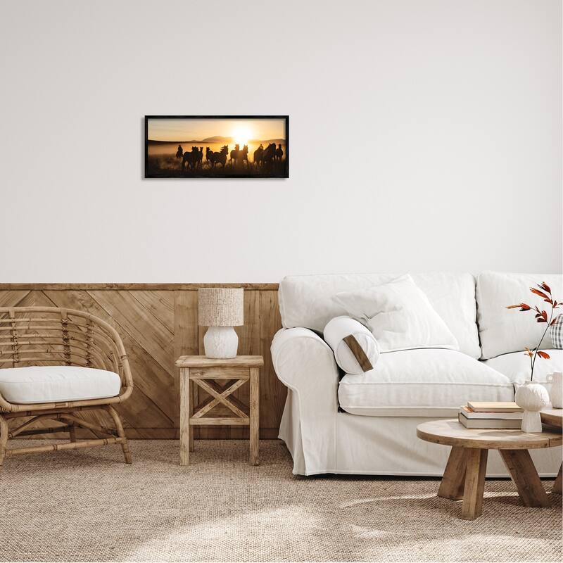 Stupell Sunlit Cowboys & Horses Framed Giclee Art Design by PBurchettePhoto