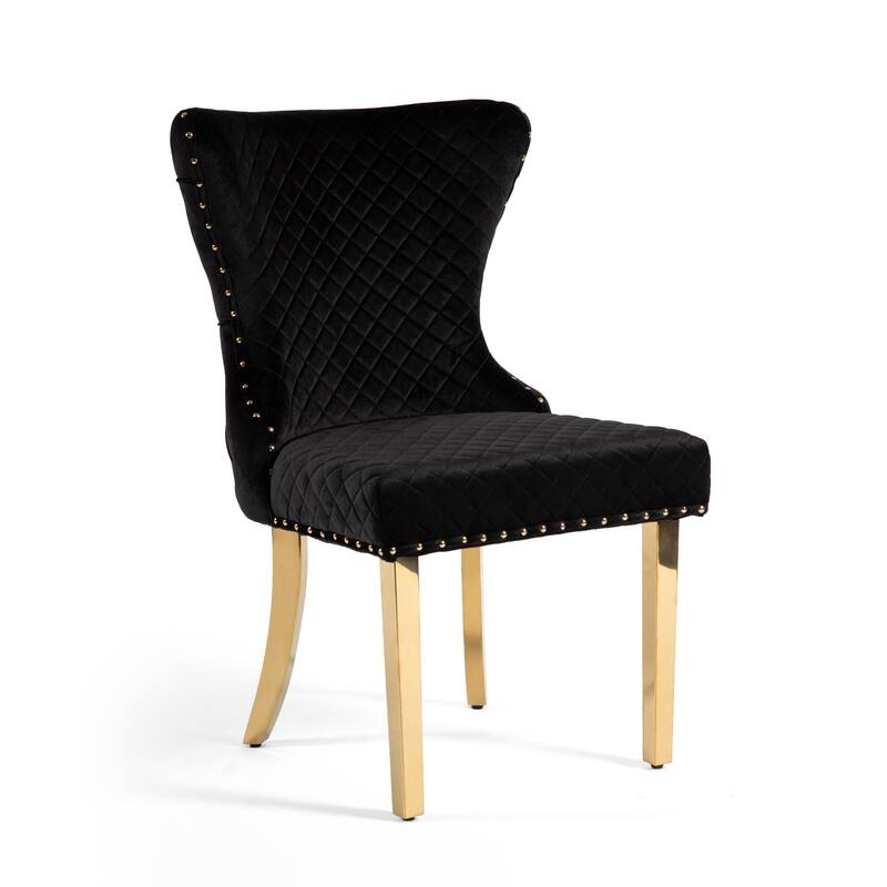Furniture of America Thaddeus Glam Fabric Dining Chair with Nailhead Trim (Set of 2)