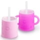 preview thumbnail 15 of 13, PopYum Silicone Training Cup with Straw and Lid, 2-Pack Pink/Purple