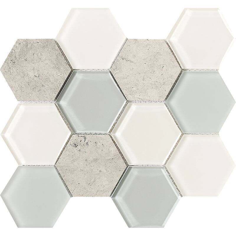3" x 3" Honeycomb Blend Mosaic Tile - 5 Sheets (3.35 sf) - White