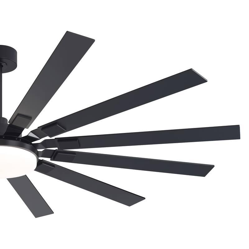 48"/52"/60"/72" Modern Black LED Ceiling Fan with Light Remote (3/5/6/8/12 Reversible Blades)