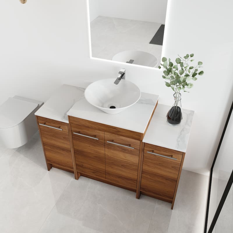 Malwee 24"/36"/48"/60" FreeStanding Bathroom Vanity, Floor Stand Bathroom Vanity with Ceramic Sink,Soft Close Door and Shelf