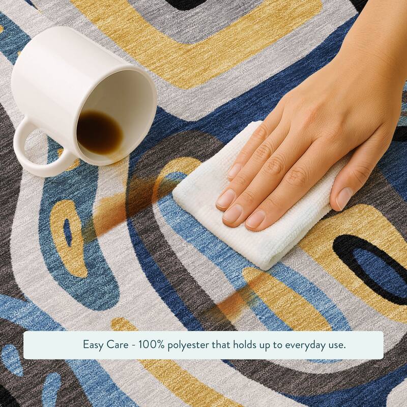 Machine Washable Indoor/ Outdoor Modern Picasy Chantille Rug