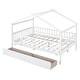 preview thumbnail 8 of 12, White Full Size Wooden House Bed with Two Drawers and Roof for Kids, Boys and Girls, Bedroom