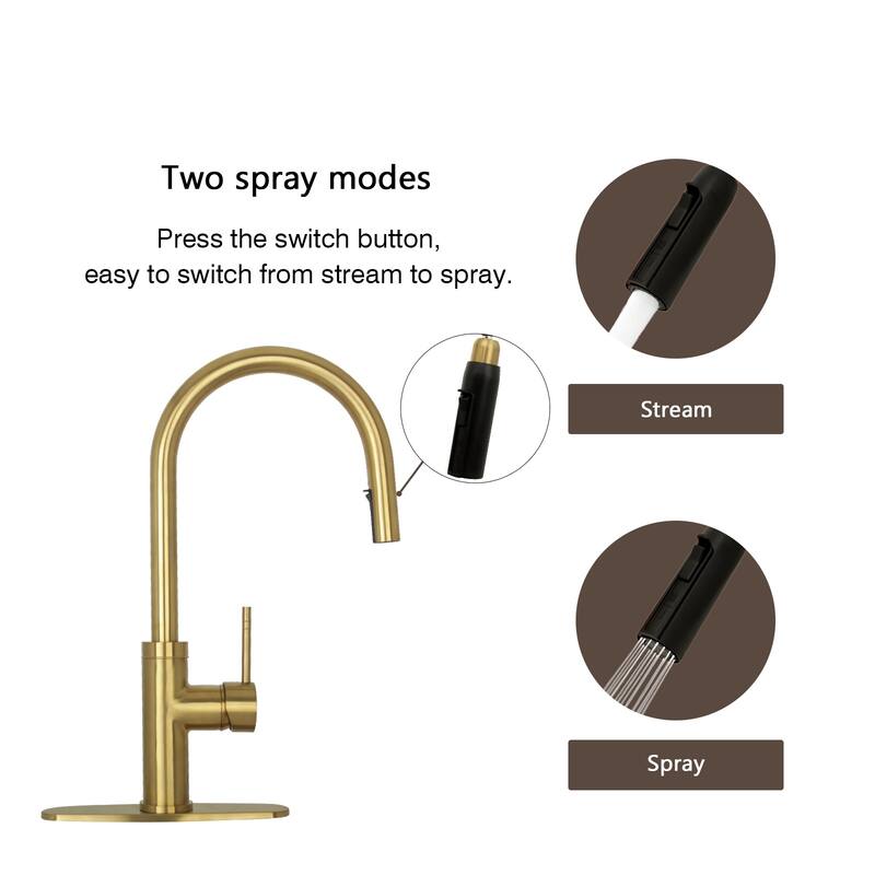 One-Handle Pull-Down Kitchen Faucet with Deck Plate