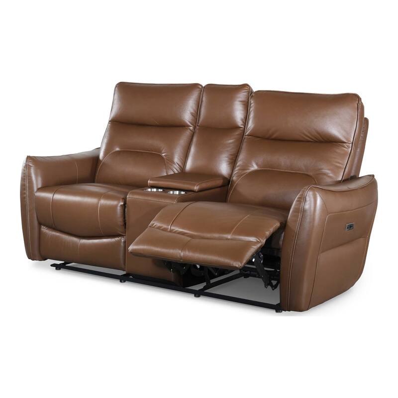 Furniture of America Gemono Modern 3-Piece Power Recline Leather Match Sofa Set