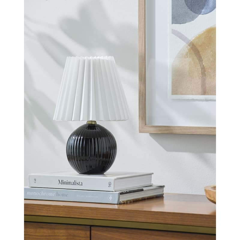 Livabliss Ferez Modern & Contemporary Accent Table Lamp - 12"H x 8"W x 8"D - Black