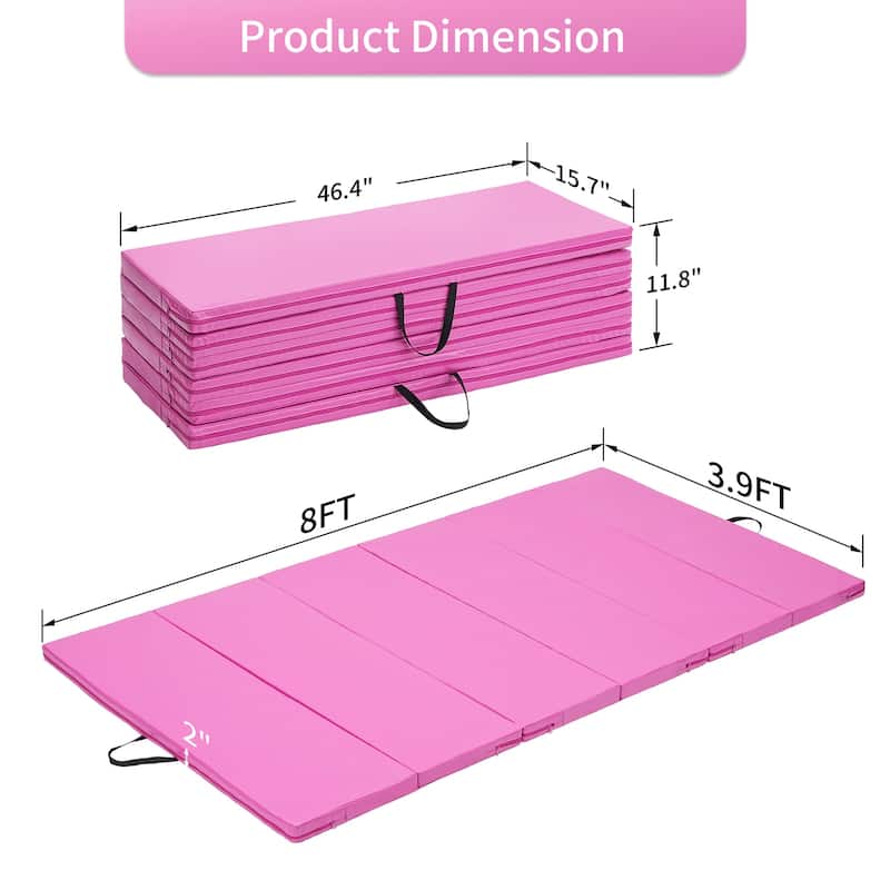 Zenova Gymnastics Mat 4FT x 8F Folding Exercise Mat 6 Panel Thick Tumbling Mats - 8FT