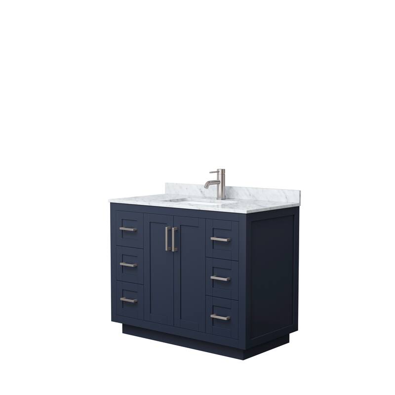 Miranda Single Vanity Set, White Carrara Marble Top, No Mirror