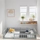 preview thumbnail 2 of 7, Full Size Upholstered Platform Bed Frame with Full Length Guardrail, Pine Wooden Bed with Pillow, Subdued Gray