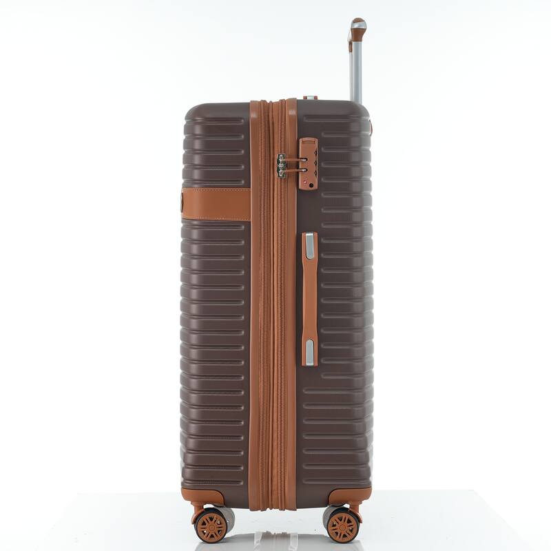 16/20/24/28 4-Piece Modern Expandable Luggage Sets with 4 Storage Bags, Swivel Wheels and TSA Lock for Boarding Travel, Brown