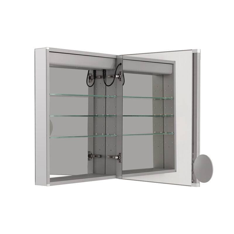 Lighted Medicine Cabinet, Defogger, 3X Vertically Adjustable Magnifying Mirror - 24"x30"/Right-Hinge