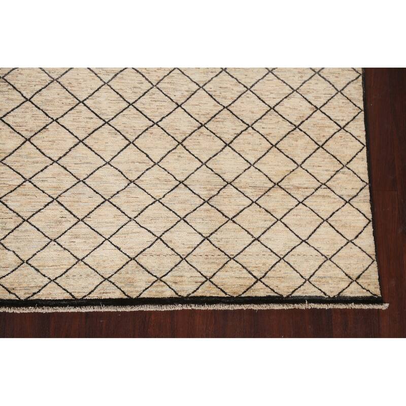 Trellis Moroccan Oriental Wool Area Rug Hand-knotted Home Decor Carpet - 7'11" x 10'5"