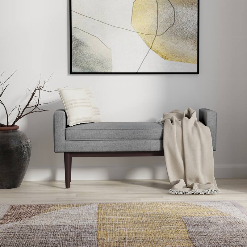 WYNDENHALL Highbridge 46 inch Wide Contemporary Rectangle Ottoman Bench - Pewter Grey