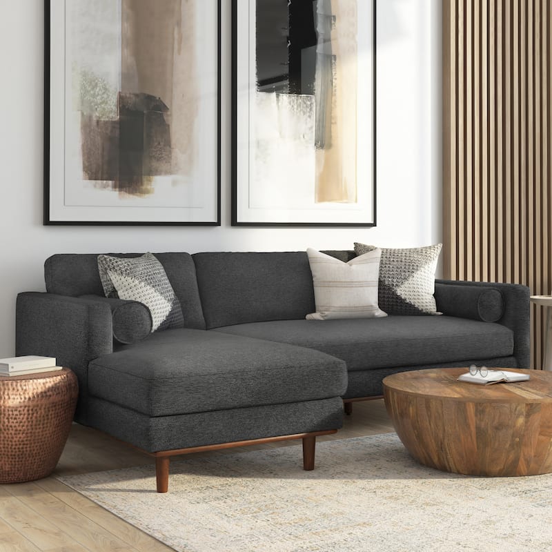WYNDENHALL Brixley Mid Century 102 inch Wide Left Sofa Sectional - Charcoal Grey
