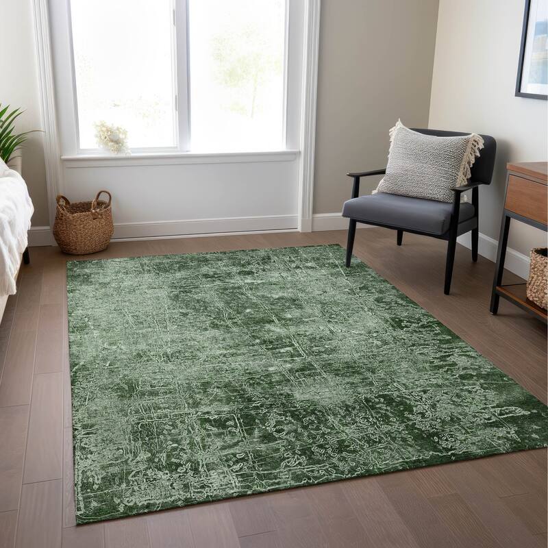 Machine Washable Indoor/ Outdoor Abstract Solid Chantille Rug