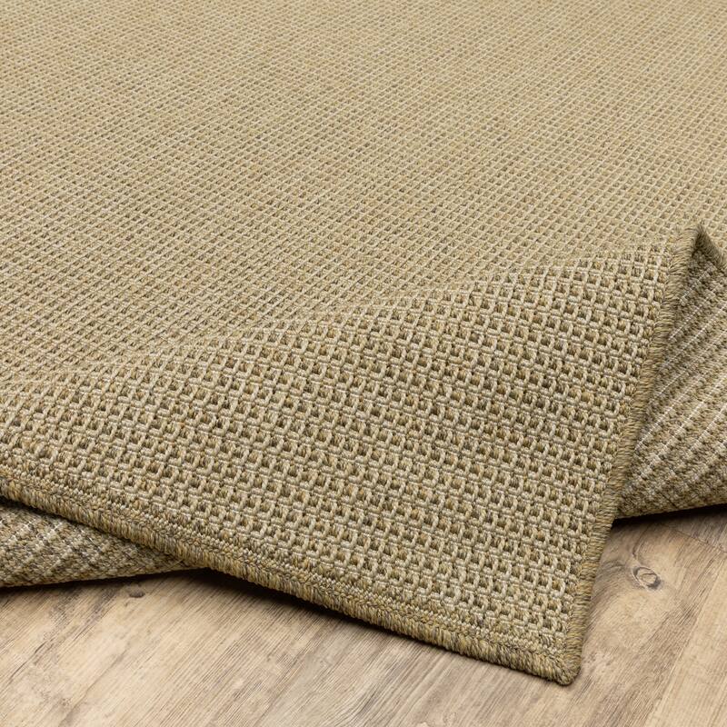 Style Haven Veranda Light Brown Solid Textured Indoor-Outdoor Area Rug