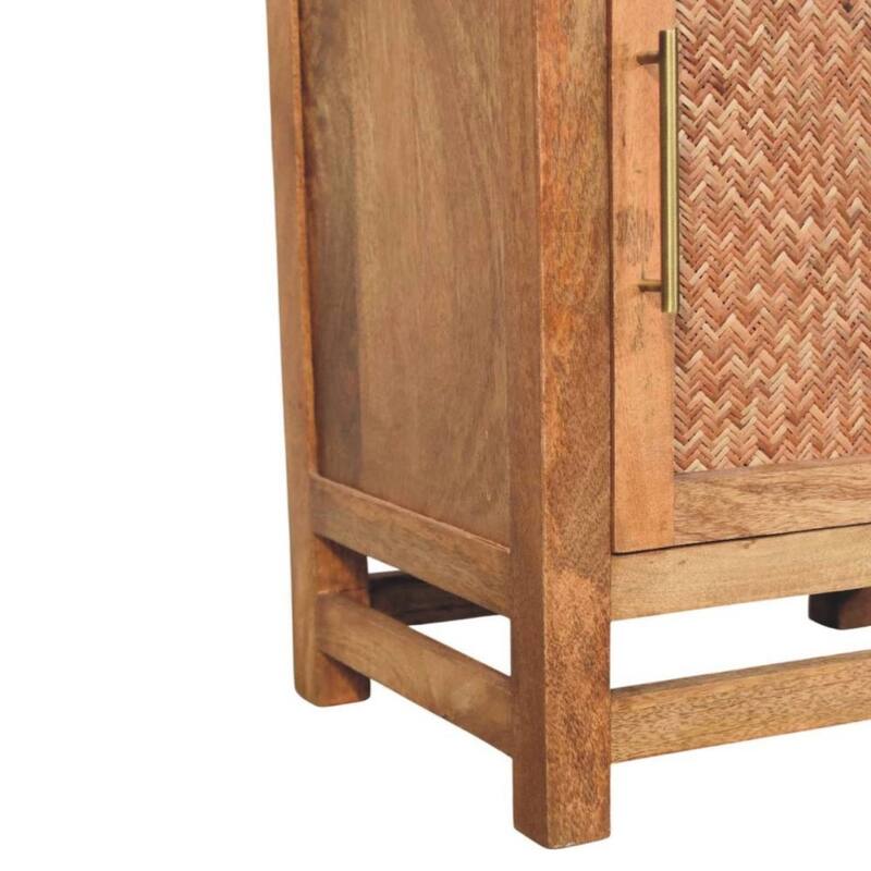 Artisan Furniture Solid Wood Open Shelf Unit with Cabinet, Brown