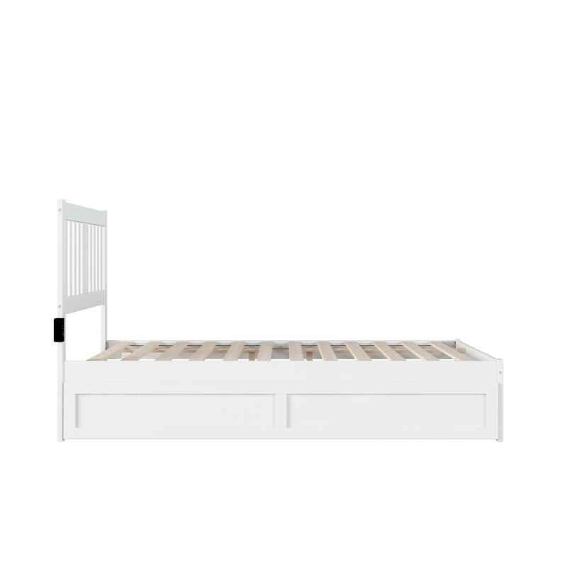Full Bed with USB Charger & Drawers - Grey Mission Style Solid Wood Platform Bed