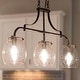 preview thumbnail 2 of 16, Modern Farmhouse 3-Light Linear Chandelier Seeded Glass Island Lights for Dining Room - L25"x W 5"x H 14"
