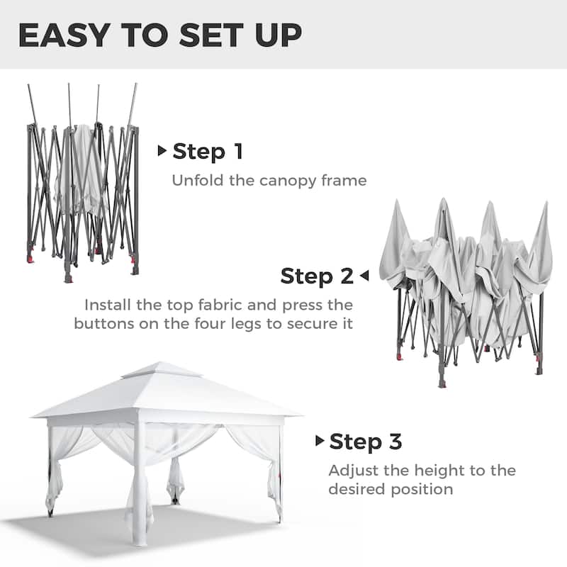 Ainfox 11x11ft Gazebo Outdoor Pop up Canopy with Mosquito Net and Carry Bag