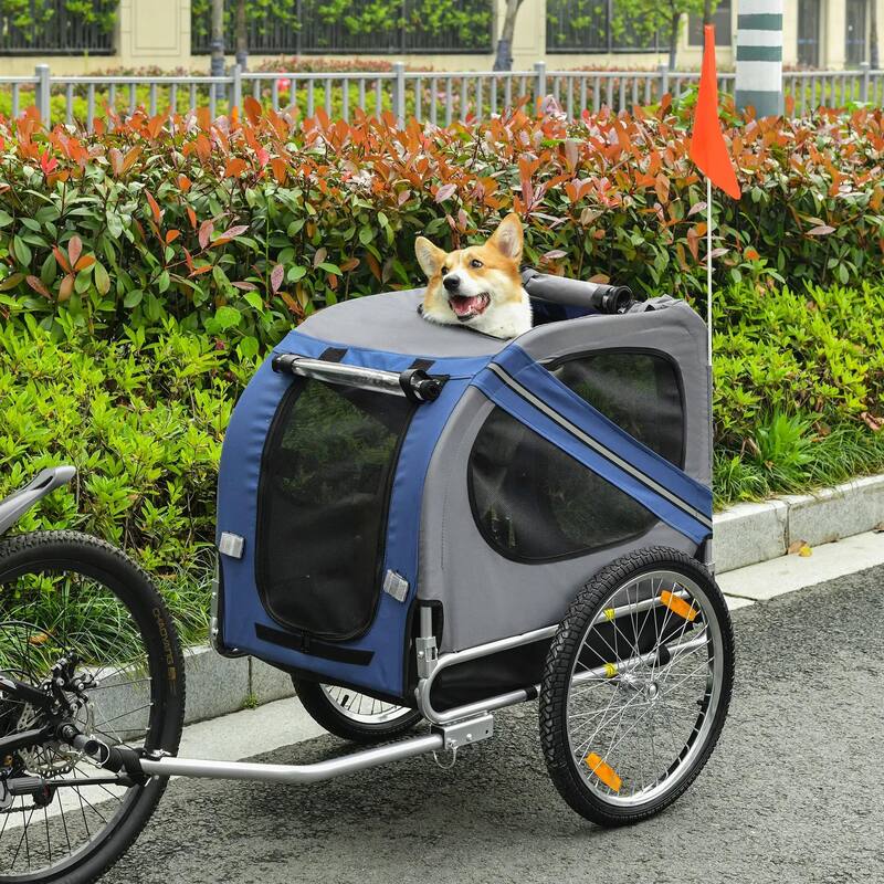 Bike Trailer Cargo Cart for Dogs & Pets with 3 Entrances Large Wheels