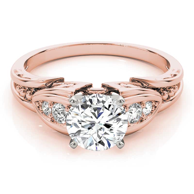 Auriya 14k Rose Gold Lab Grown Round Diamond Engagement Ring 0.50 to 5.00 ct. tw. (F-G VS)