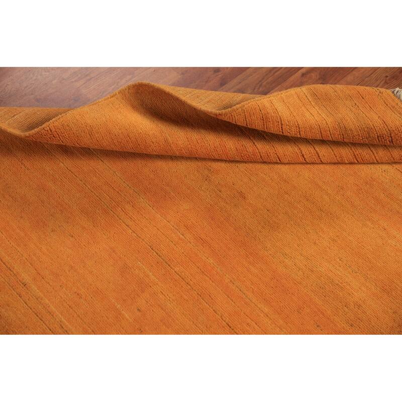 Gabbeh Modern Rug Hand-Knotted Striped Wool Carpet - 3'5" x 4'11"