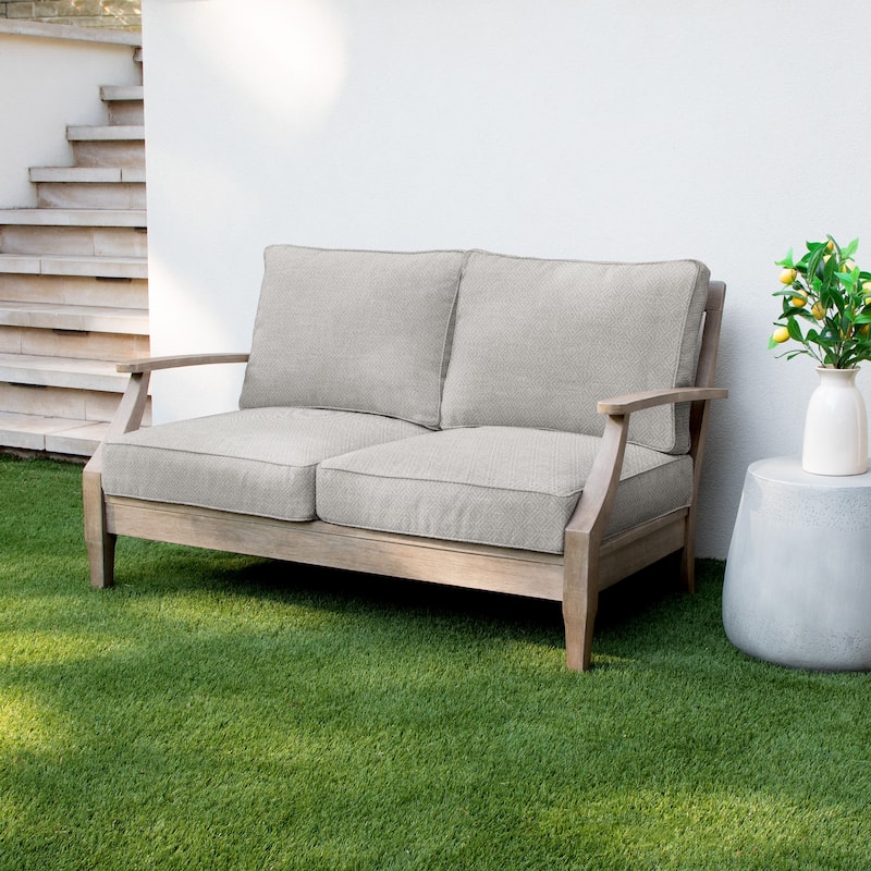 Sorra Home Sunbrella Outdoor Loveseat Cushion Set - 25 in W x 25 in D x 5 in H - Retain Oyster
