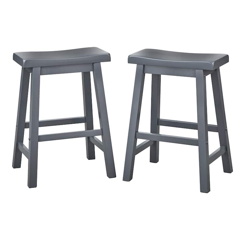 Simple Living Jalen Solid Wood 24-inch Saddle Stool (Set of 2)