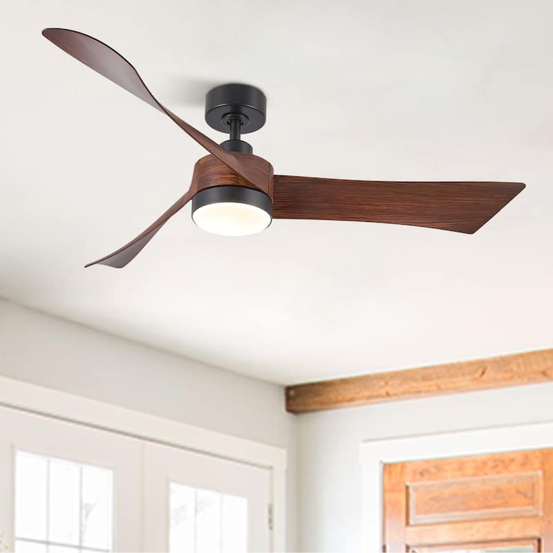 CO-Z 54-Inch Mid-Century Modern Farmhouse Ceiling Fan with Light - Walnut