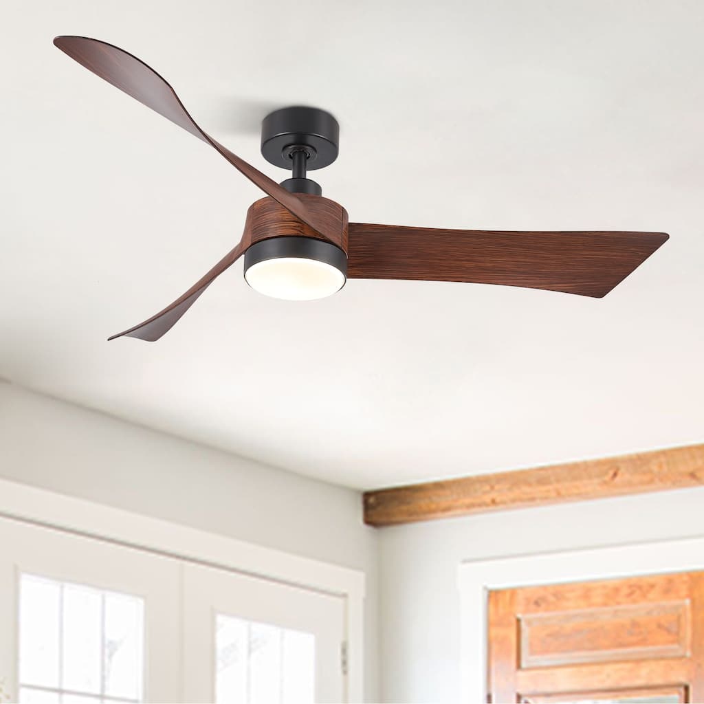 CO-Z 54-Inch Mid-Century Modern Farmhouse Ceiling Fan with Light - Walnut