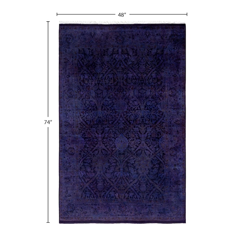 Overdyed One-of-a-Kind Hand-Knotted Area Rug - Purple - 4' 0" x 6' 2"