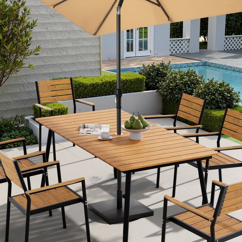 Pellebant Outdoor Aluminum Rectangular Dining Table