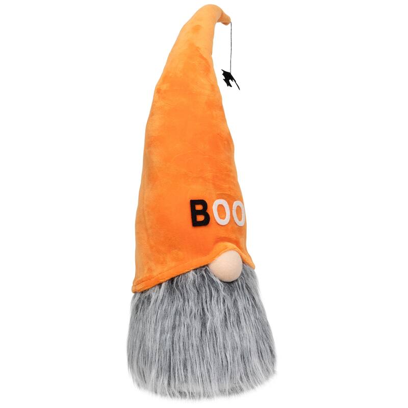 19.75" Orange and Gray "Boo" Standing Halloween Gnome - 6"