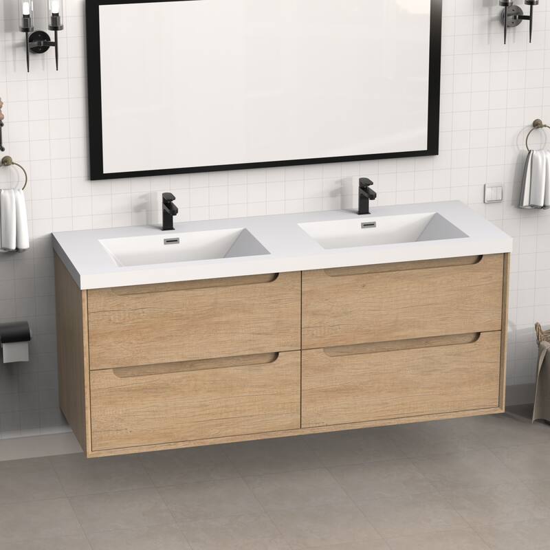 60" in. W x 26" in. D Integrated Resin Bathroom Sink Vanity Top Rectangular Sink One-Piece Design