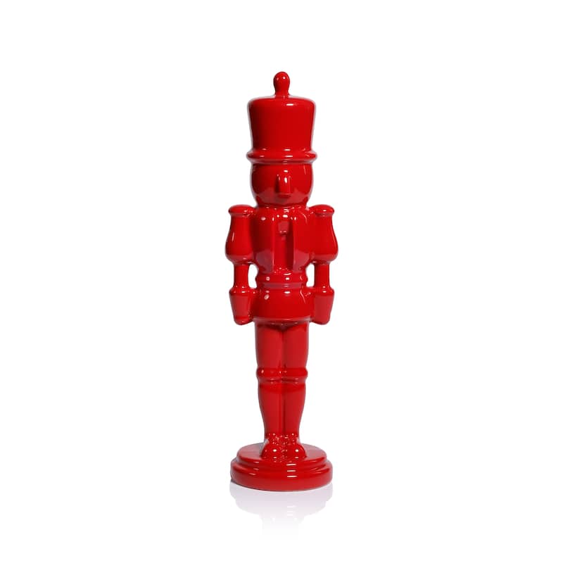 Hartwin Ceramic Red Nutcracker Figurines, Holiday Tabletop Décor, 2-Piece Set - B-13.25"