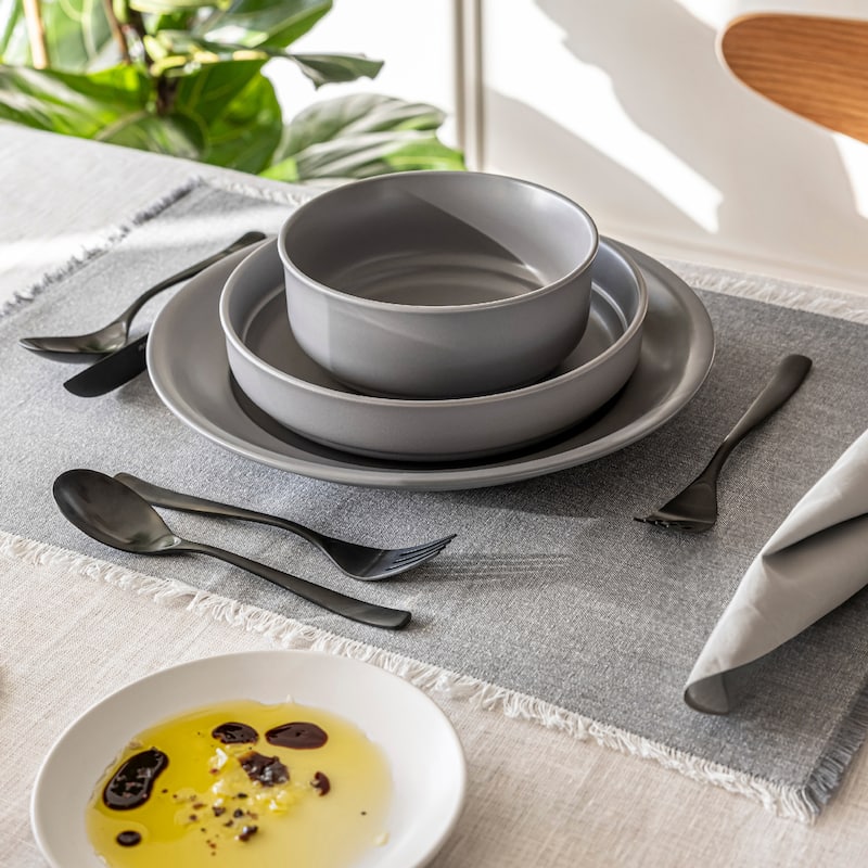over&back 100% Cotton Frayed Chambray Placemats - Set of 4