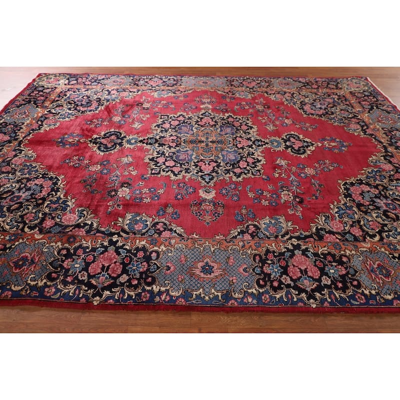 Mashad Persian Vintage Area Rug Handmade Wool Carpet - 8'6"x 11'6"