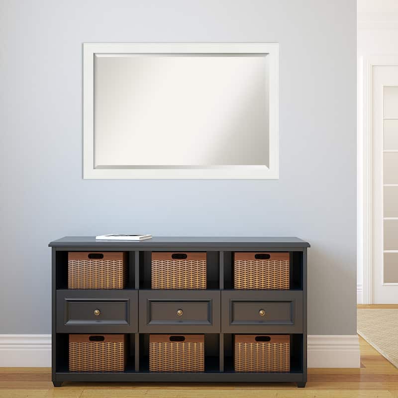 Beveled Wall Mirror - Vanity White Narrow Frame - Vanity White Narrow