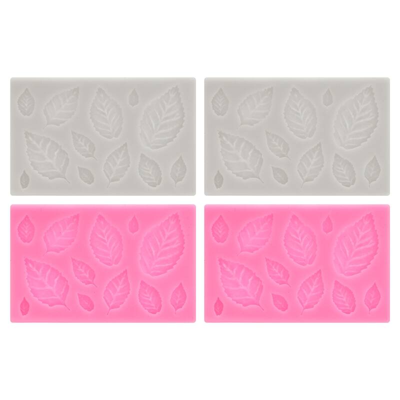 Polymer Clay Mold, Fondant Mold Leaf Mold Silicone, Pink Grey