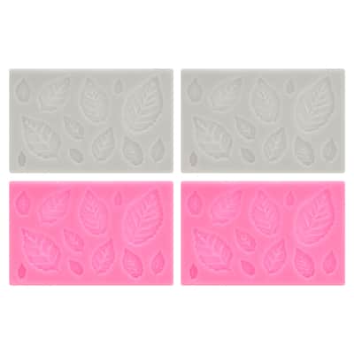 Polymer Clay Mold, Fondant Mold Leaf Mold Silicone, Pink Grey