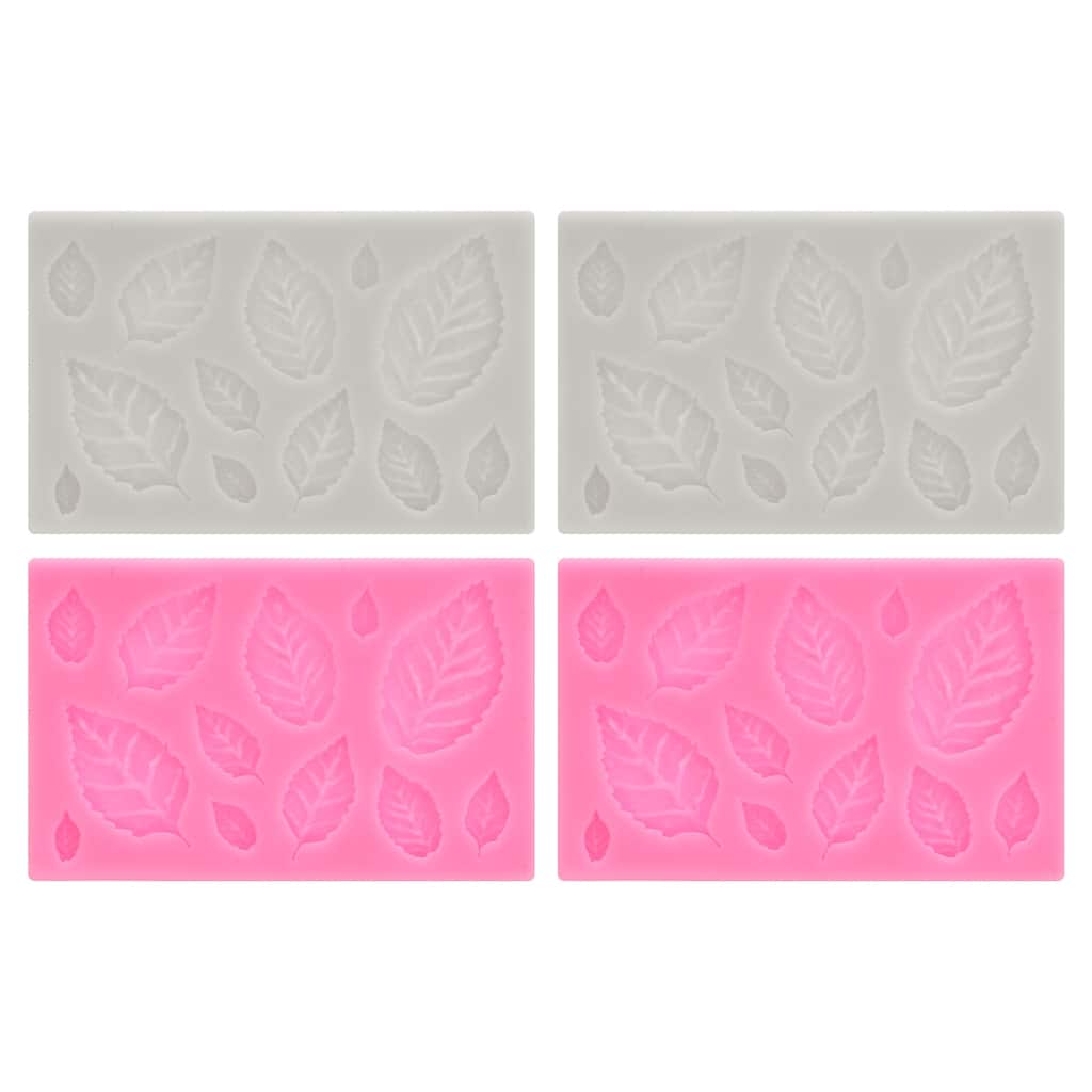 Polymer Clay Mold, Fondant Mold Leaf Mold Silicone, Pink Grey