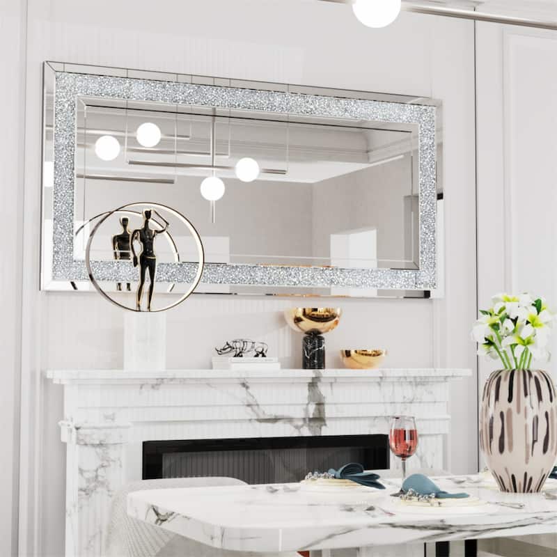 Luxury Stylish Wall Mirror w/Crushed Diamond for Living Room Bedroom