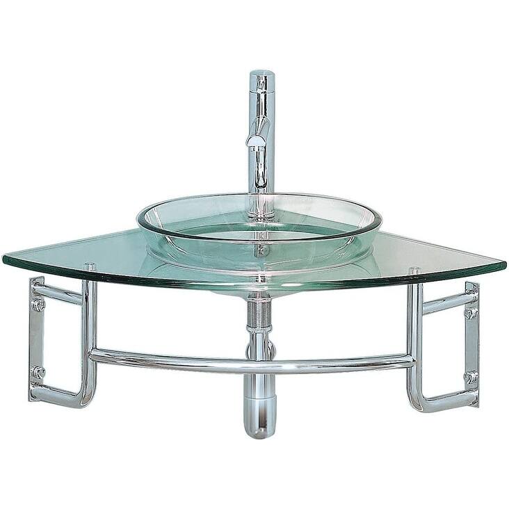 Fresca Ordinato 24" Wall Mounted / Floating Steel and Glass Adam - Stainless Steel - Stainless Steel Finish