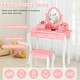 preview thumbnail 16 of 16, Gymax Kids Vanity Princess Makeup Dressing Table Stool Set W/ Mirror - See Details