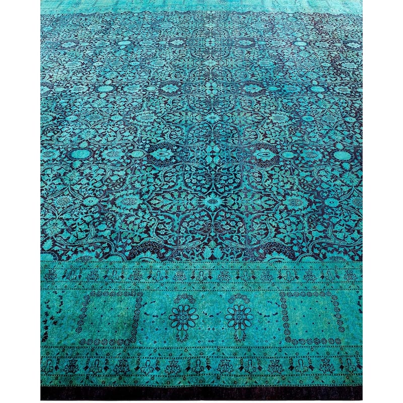 Overdyed, One-of-a-Kind Hand-Knotted Area Rug - Blue - 10' 2" x 17' 8"
