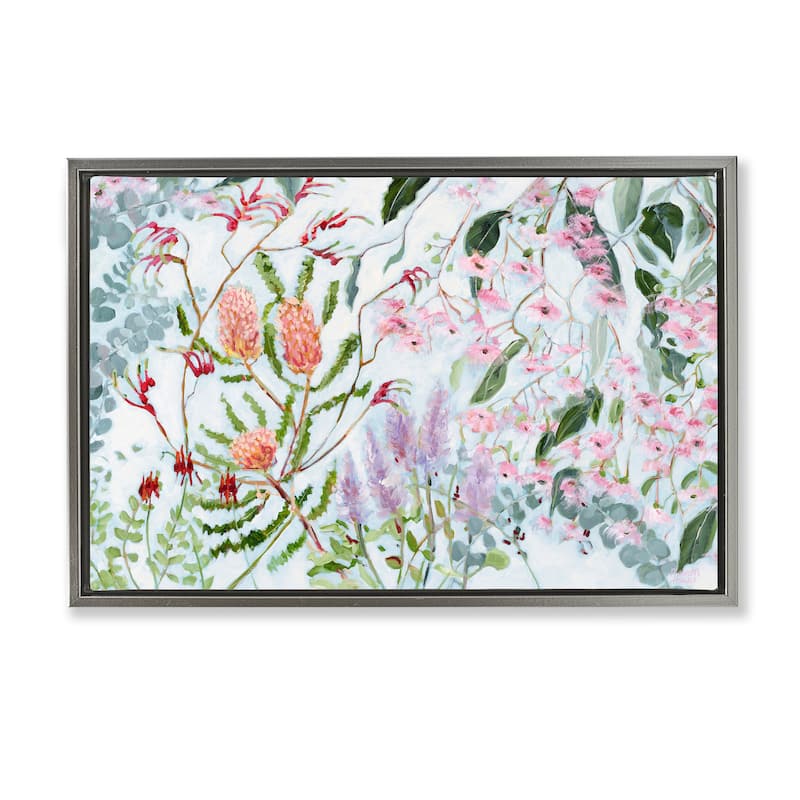 Stupell Elegant Garden Flowers Framed Floater Canvas Wall Art Design By Meredith Howse - 31 x 21 - Grey