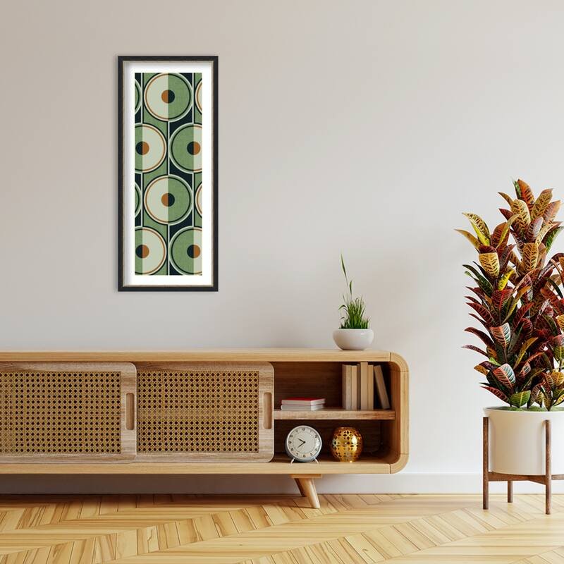 Retro Circles Green by Alexandra Weise Wood Framed Wall Art Print